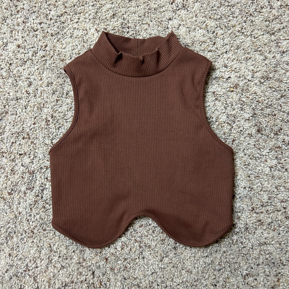 Brown Sleeveless Crop Top